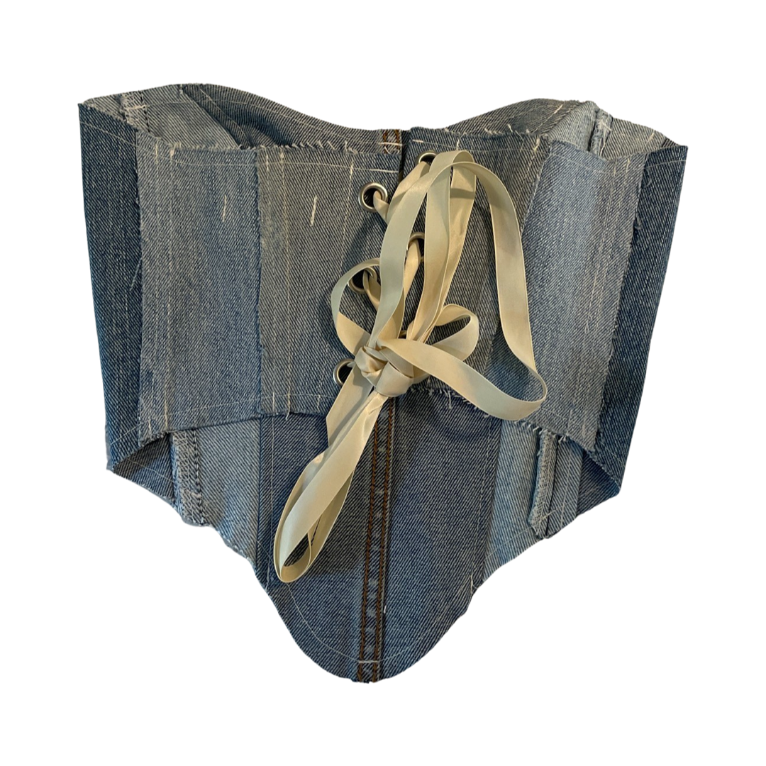 Up-cycled denim corset