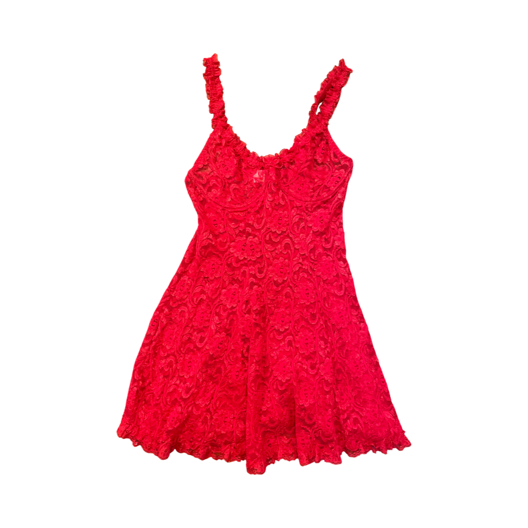 Cherry cola lace slip dress